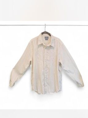 Men’s Lucky Brand  Cream Long-Sleeve Button Down Shirt with Celtic detail size L